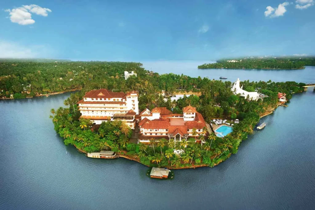 Traditional houseboats on Kerala backwaters and intricate South Indian temple carvings.